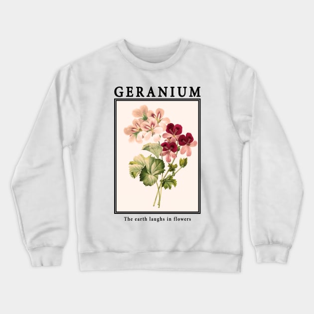 Geranium - Vintage Postcard Crewneck Sweatshirt by j.adevelyn